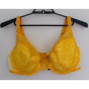 Adore‎ Me Bra Plus Size 46DDD Yellow Floral Lace Underwire Demi